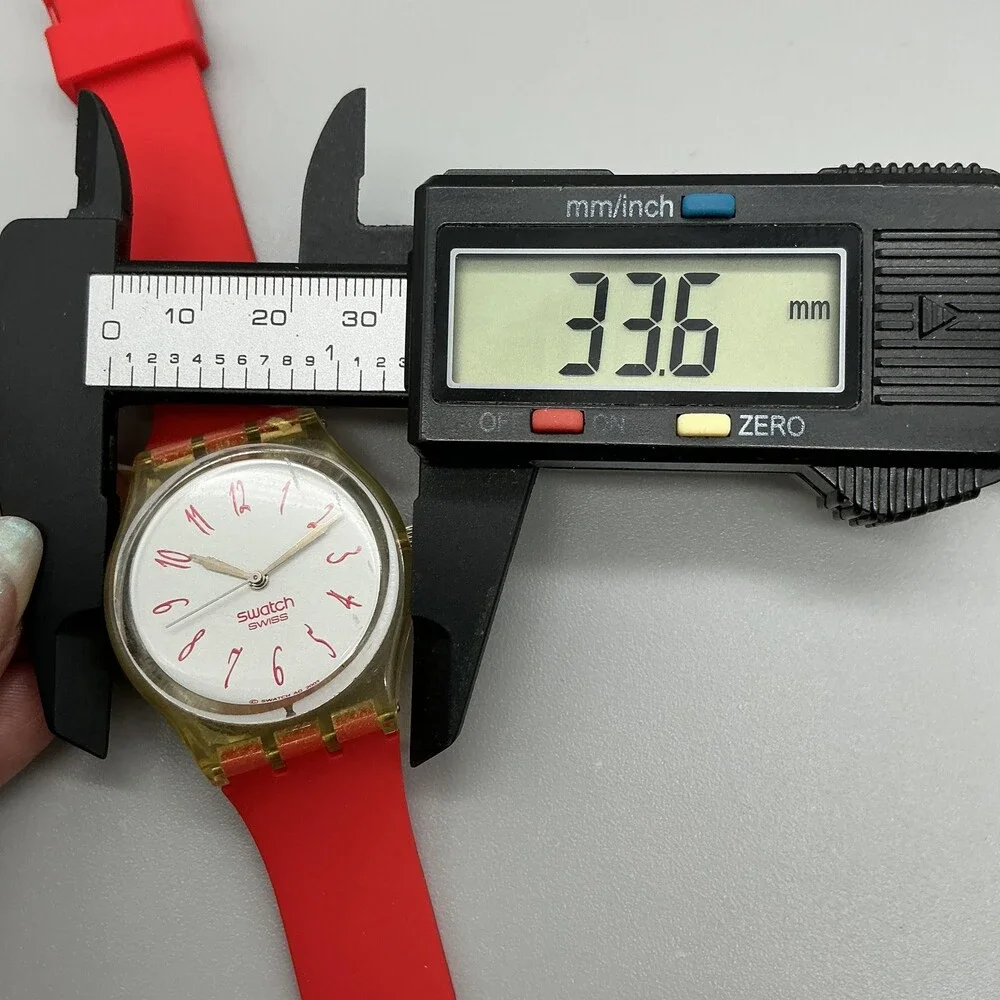 Swatch Lady Infusion Womens Watch 34mm White Dial Red Strap Swiss New Battery